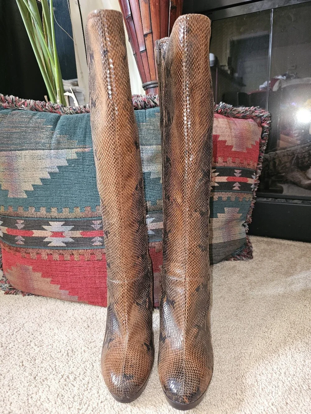 Never Worn. Impo Stretch Ontic Snakeskin Knee High Boots. **Read Description**